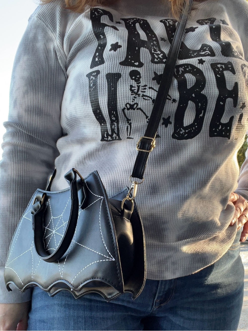 Black Spiderweb Bat Crossbody Bag